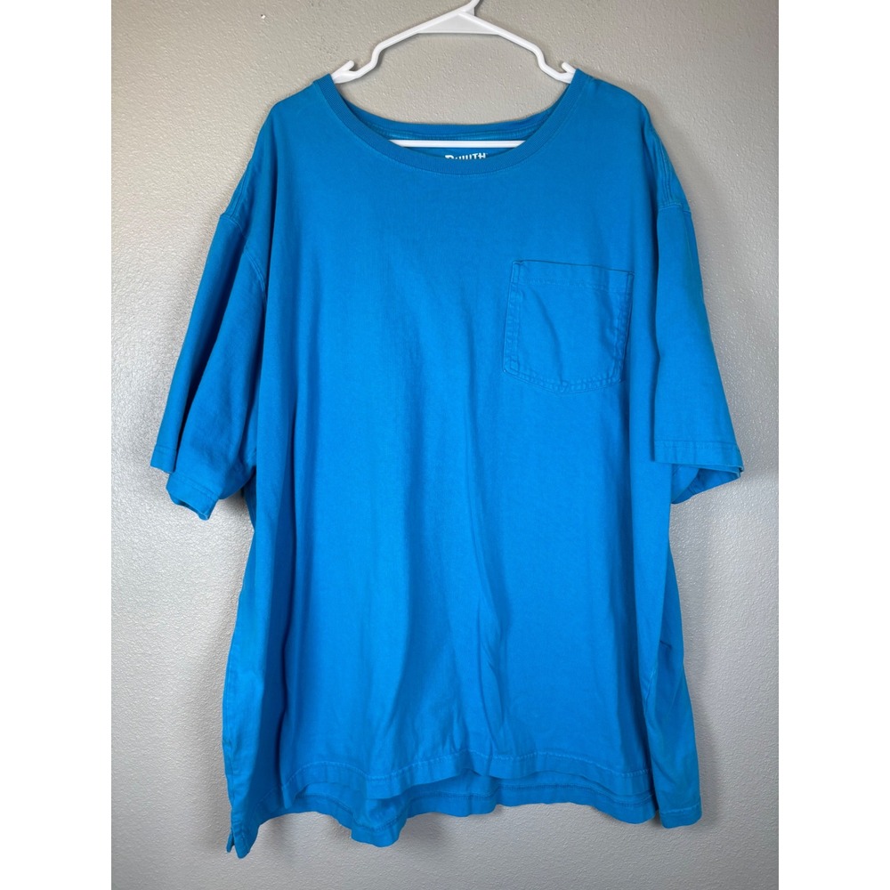 Duluth Trading Co Mens 3XL Relaxed Fit Longtail T‎ Blue Cotton Pocket Tee Shirt